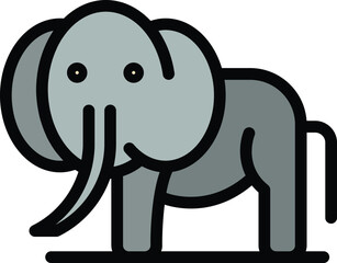 Safari elephant icon. Outline Safari elephant vector icon for web design isolated on white background color flat
