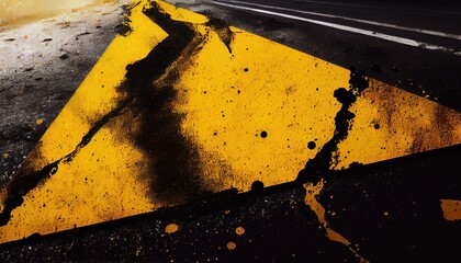 Naklejka premium Grunge tarmac with yellow paint background