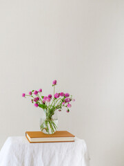 Pink Oleander Flowers in a Glass Vase