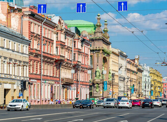 Nevsky prospect panorama in Saint Petersburg, Russia