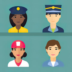 Diversity avatars characters people Of occupation. People with different profession. Generative ai