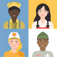 Diversity avatars characters people Of occupation. People with different profession. Generative ai