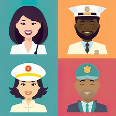Diversity avatars characters people Of occupation. People with different profession. Generative ai