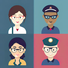 Diversity avatars characters people Of occupation. People with different profession. Generative ai