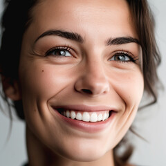 Photo of a woman's captivating smile, radiating happiness and beauty - Generative AI
