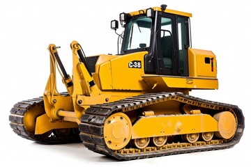 Isolated Bulldozer on White Background.