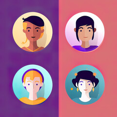 Diversity avatar in stylish outfit. avatar cartoon. Generative ai