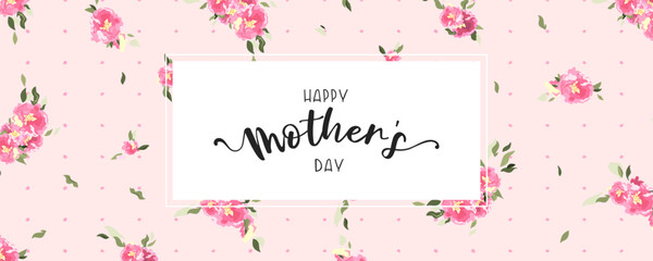 Fototapeta na wymiar Lovely hand written Mother's Day design with cute flowers, great for cards, banners, wallpapers, gift bags - vector design