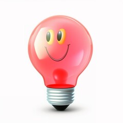 3d light smiley bulb icon