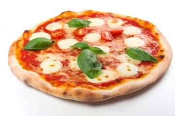 margherita pizza on a white background