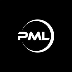 PML letter logo design with black background in illustrator, cube logo, vector logo, modern alphabet font overlap style. calligraphy designs for logo, Poster, Invitation, etc.