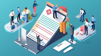 Illustration of Management Team at work