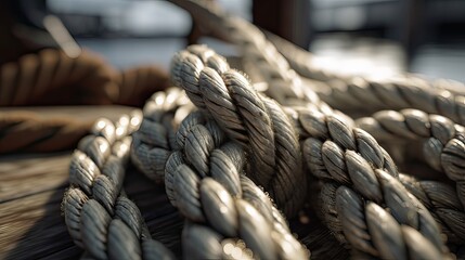 Fototapeta premium ropes of an old sailing ship Gorch Fock. Generative Ai.