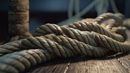 Fototapeta premium ropes of an old sailing ship Gorch Fock. Generative Ai.