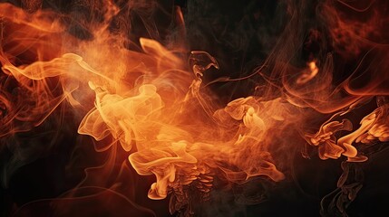 Fire flames texture on isolated black background. Perfect texture overlays for copy space. Generative Ai