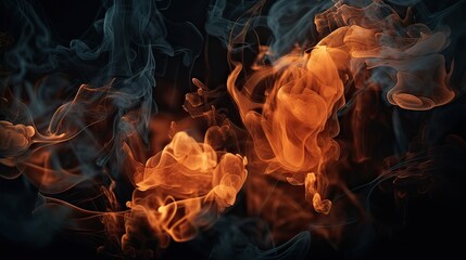 Fire flames texture on isolated black background. Perfect texture overlays for copy space. Generative Ai