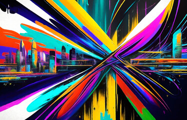 An abstract graffiti-style colorful painting