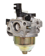 Carburetor, part of a gasoline internal combustion engine, spare part, isolated on a white...