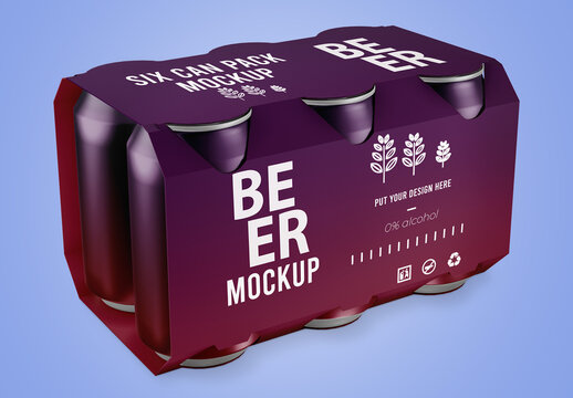Six Can Pack Mockup
