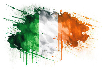 Ireland Flag Expressive Watercolor Painted With an Explosion of Color, Movement and Artistic Flair