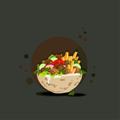 Falafel pita pocket sandwich on dark background