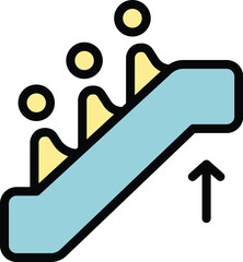 Escalator stairs icon. Outline Escalator stairs vector icon for web design isolated on white background color flat