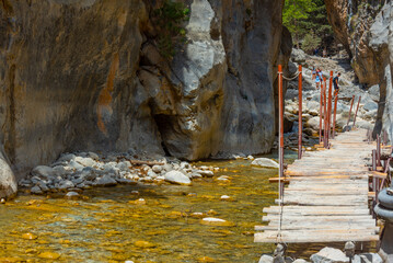 Iron Gates at Samaria gorge at Greek island Crete