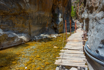 Iron Gates at Samaria gorge at Greek island Crete