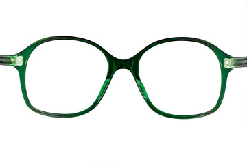 Grüne Lesebrille isoliert auf weissem Hintergrund