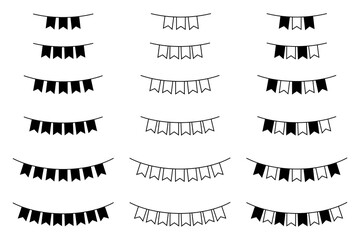 モノクロガーランドのイラスト素材セット © こんのえま