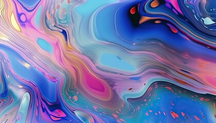 Obraz premium Abstract colorful fluid holographic chromatic 3D render iridescent modern retro futuristic dynamic drops and wave in motion. Ideal for backgrounds wallpapers banners posters and covers