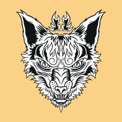 Vector wolf head angry face black and white