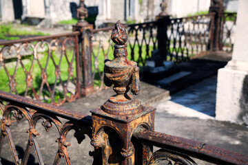 Close Up of Old Iron Fence - St. Louis Cemetery No. 1  - New orleans