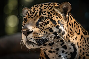 Portrait of a Majestic Jaguar in its Natural Habitat: A Stunning Look at Wildlife. Generative AI