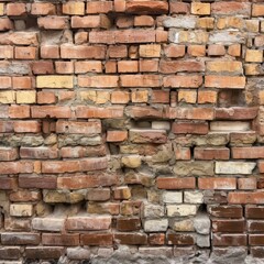 Old Brick Wall Texture: Construction of Cement Blocks and Stone Pattern as Grunge Background, Generative AI