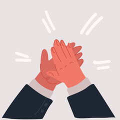 Vector illustration of clapping hands. Applauding people, appreciation and congratulation, encouragement concept. Applause, bravo by high five, success