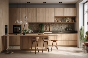 Beautiful kitchen interior with new stylish furniture