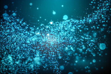 Blue galaxy bokeh glitter lights background. Generative AI