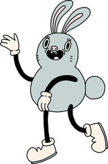 Groovy Easter character mascot png illustration. Spring avatar, retro cartoon style. Cute egg, bunny, chick, daisy flower. Different emotions. Happy Easter. Hand drawn isolated vector collection