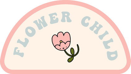 Groovy y2k retro flower summer and spring season party sticker. Happy and fun floral sticker design png template. Isolated illustration on transparent background