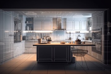 modern domestic kitchen interior.,Generative_AI