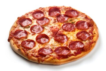 Salami Pizza on White Background