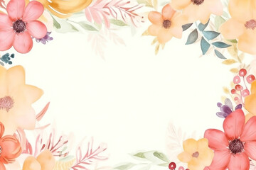 Fototapeta na wymiar flower frame watercolor background 