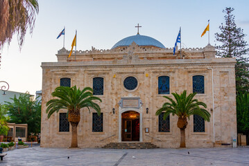 Sunrise view of Church of Agios Titos at Heraklion, Greece