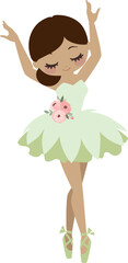 Cute Little Ballerina Green tutu