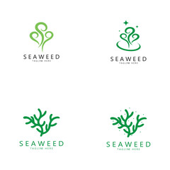 Seaweed vector logo icon illustration design.includes seafood,natural products,florist,ecology,wellness,spa.