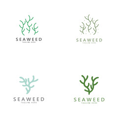 Seaweed vector logo icon illustration design.includes seafood,natural products,florist,ecology,wellness,spa.