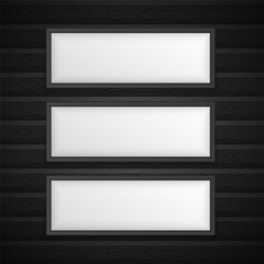 Set of photo frames isolated on white background. Realistic square black frame mockup. Modern decorative design element for banner or poster. Perfect for your presentations. Vector illustration.