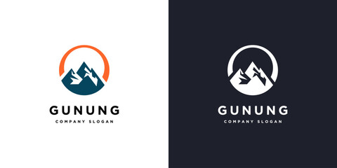 Minimalist Landscape Hills Mountain Peaks Vector logo design