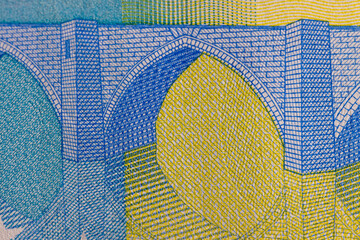 Twenty euros orange color photographed close-up